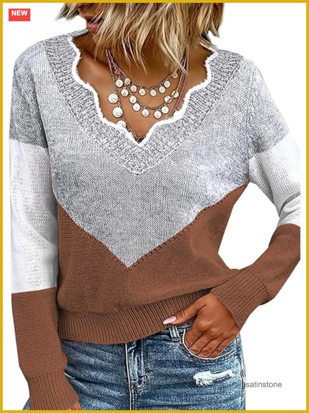 Long Sleeve Knit Pullover Sweater with Pocket